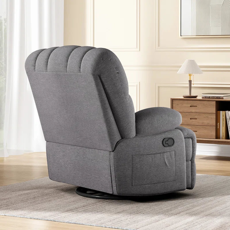 Heald 40.94"W Upholstered Swivel Rocker Recliner