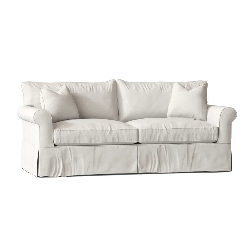 Amari 84" Rolled Arm Slipcovered Sleeper Sofa with Reversible Cushions