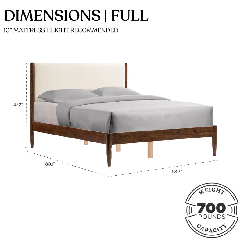 Beiler Solid Wood Upholstered Headboard Boucle Bed Frame