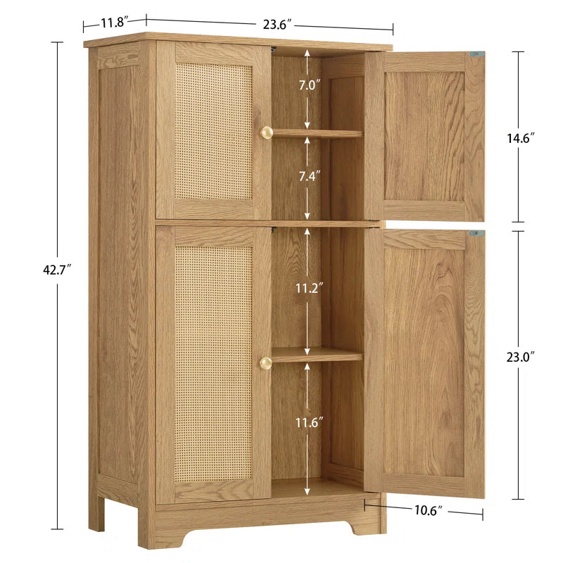 Jussiah Storage Cabinet with 4 Doors & Adjustable Shelf