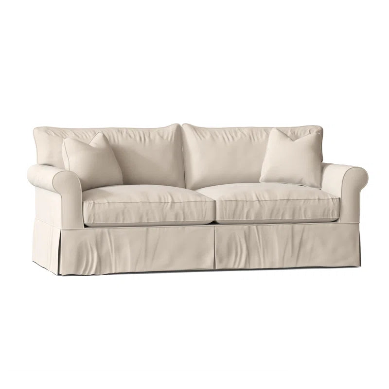 Amari 84" Rolled Arm Slipcovered Sleeper Sofa with Reversible Cushions