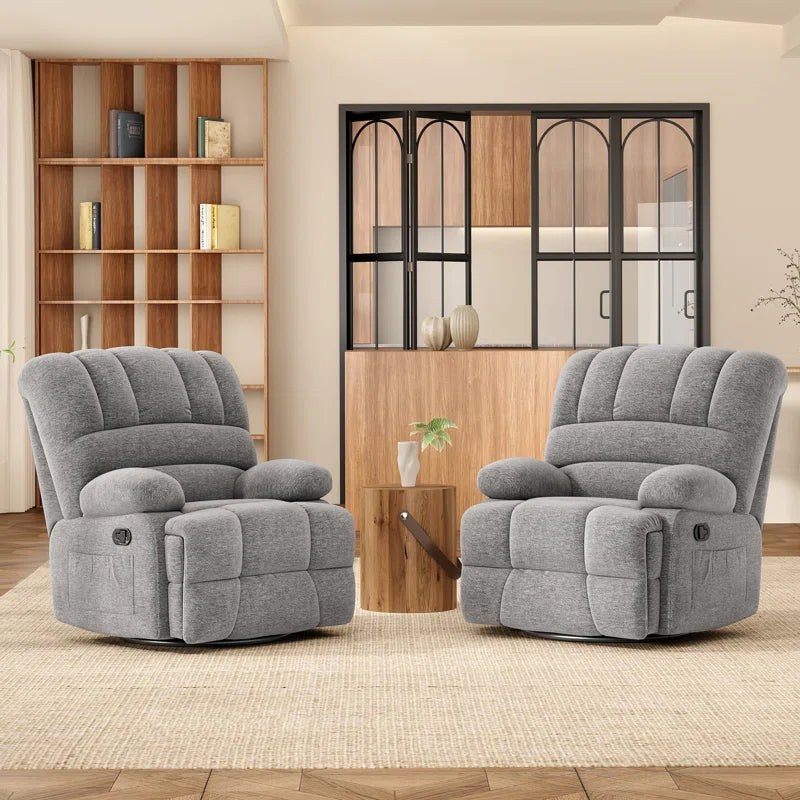 Heald 40.94"W Upholstered Swivel Rocker Recliner