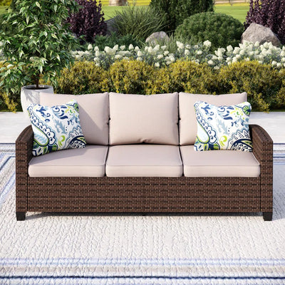 Argyri Stylish Wicker Outdoor Patio Sofa & All-Weather Rattan