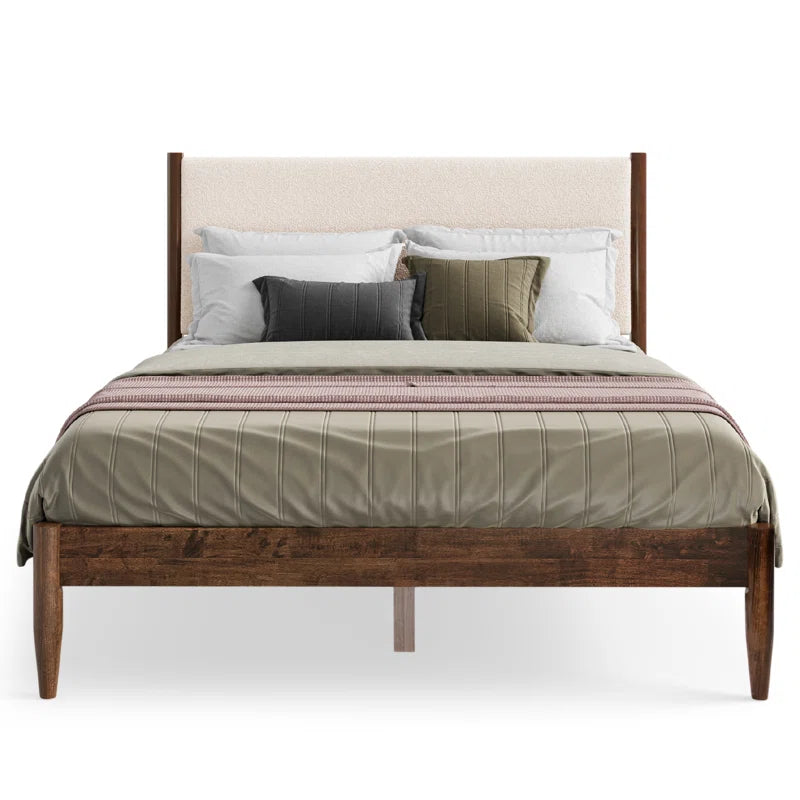 Beiler Solid Wood Upholstered Headboard Boucle Bed Frame
