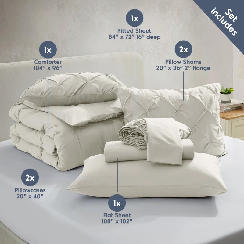 Bed-In-A-Bag Pleated Comforter Set with Bed Sheets