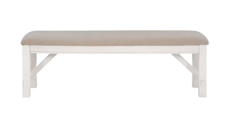 Gigi 60" Solid Wood and Upholstered Farmhouse Dining Bench
