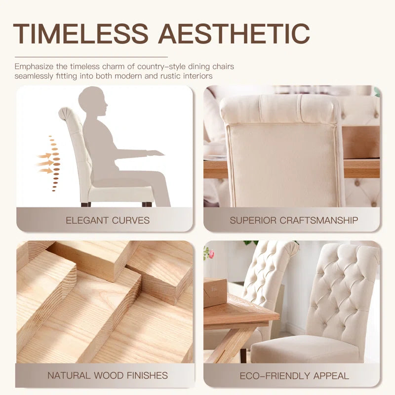 Artemisia Tufted Upholstered Wooden Dining Chairs
