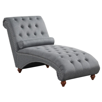 Molinaro 29.53'' Wide Modern Minimalist Button Tufted Wide Upholstered Chaise Lounge with Lumbar Pillow