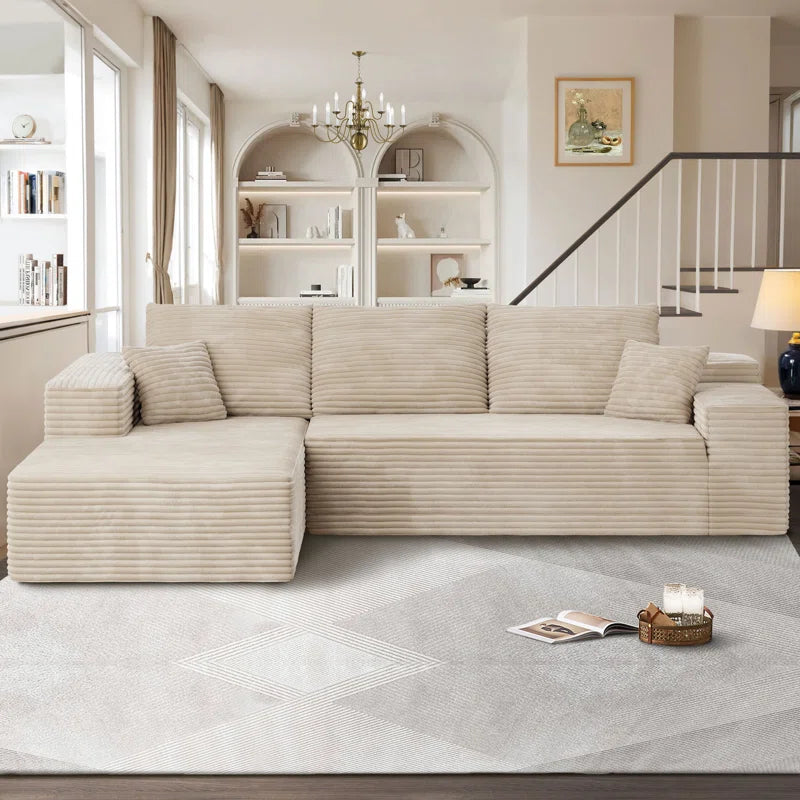 Nathasa 2 - Piece No Assembly Required Upholstery Sofa, Free Combination Cloud Sectional Couch with L-Shape Chaise, Deep Seat Modular Sofa for Living Room Bedroom