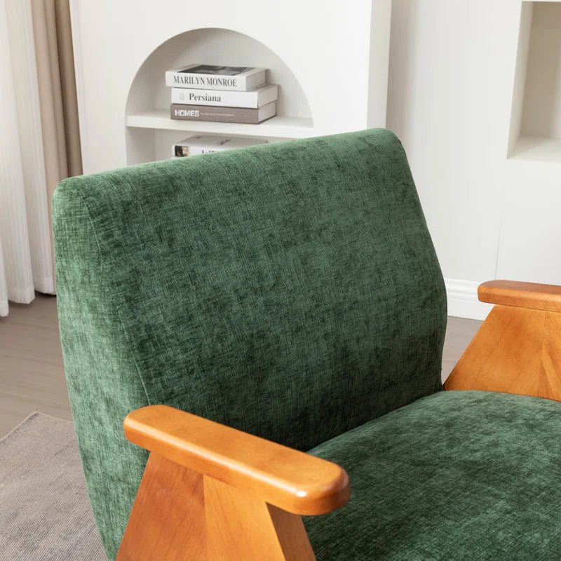 Upholstered Armchair with Wooden Legs (Set of 2)