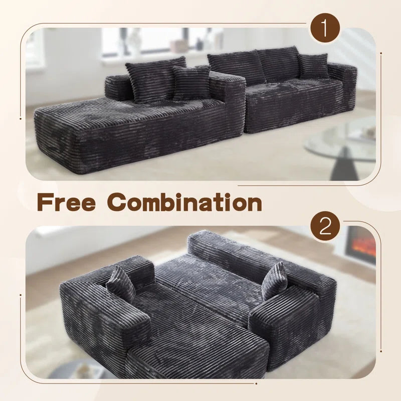 Modern Upholstered Shuster with Pillows - Spacious U - Shaped No Assembly Required for Living Room Comfort Free Combination