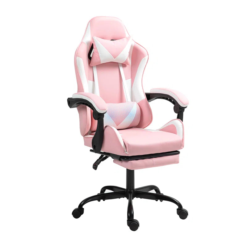 Knoble Adjustable Reclining Ergonomic Faux Leather Swiveling PC & Racing Game Chair with Footrest