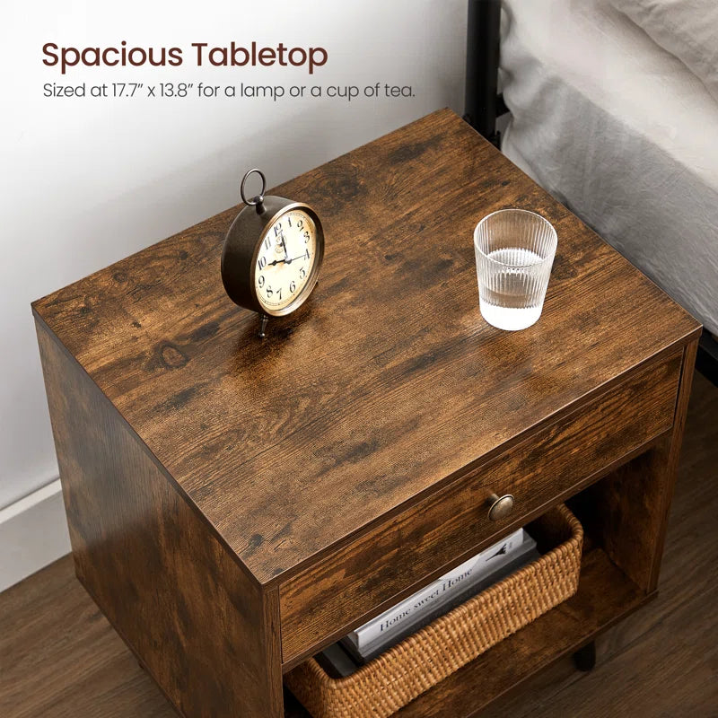 Vansant 1 - Drawer Nightstand with Drawer and Open Compartment, Solid Wood Legs