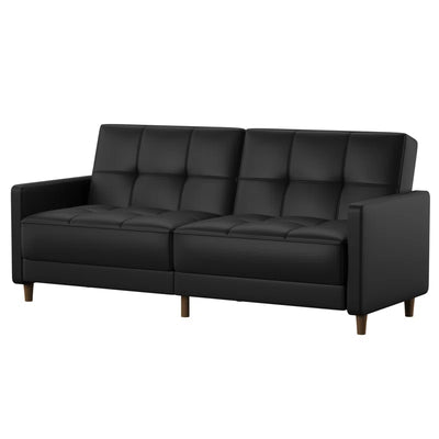 Benitez Twin 76'' Faux Leather Tufted Convertible Sofa