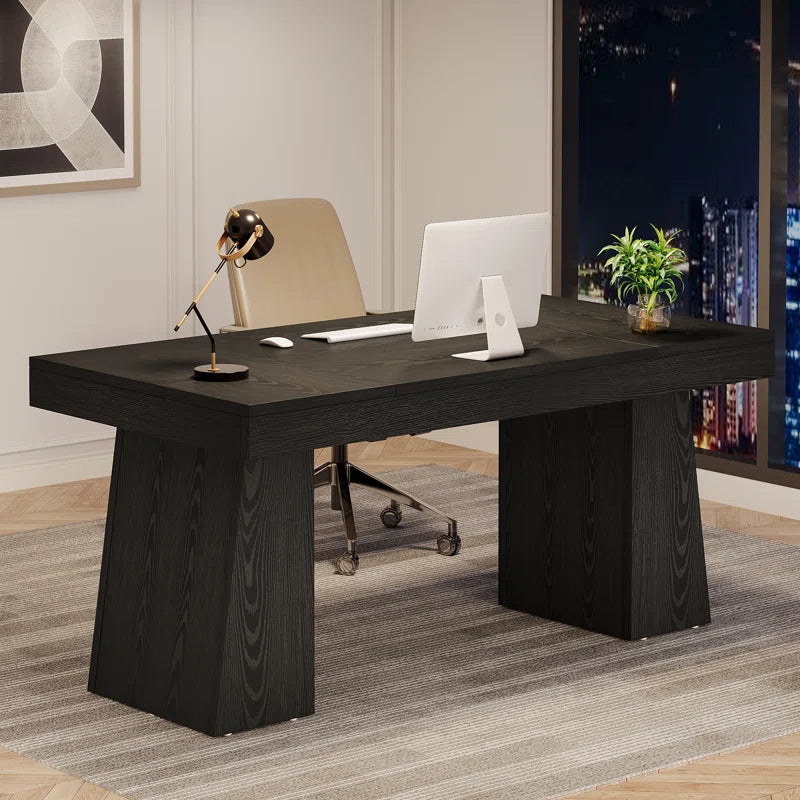 55 Inches Executive Desk with Double Trapezoid Base