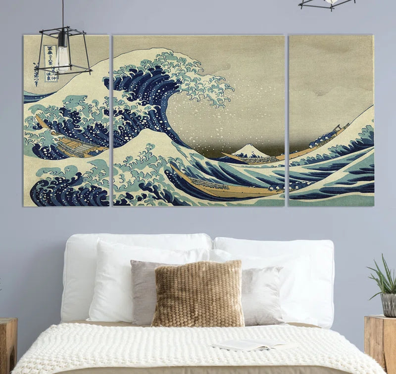 " the Great Wave " 3 - Pieces Painting Print